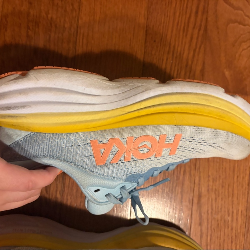 Hoka Women's Light Blue and Yellow Athletic Running Shoes - Picture 8 of 10
